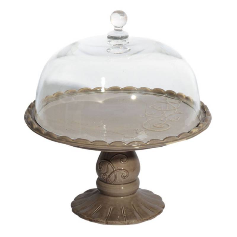 Virginia Casa Italia Tortenständer mit Glocke 23cm Braun von Pati-Versand