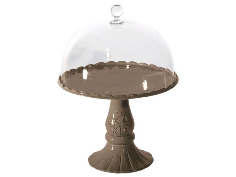 Virginia Casa Italia Tortenständer mit Glocke 28x34 cm Braun von Pati-Versand