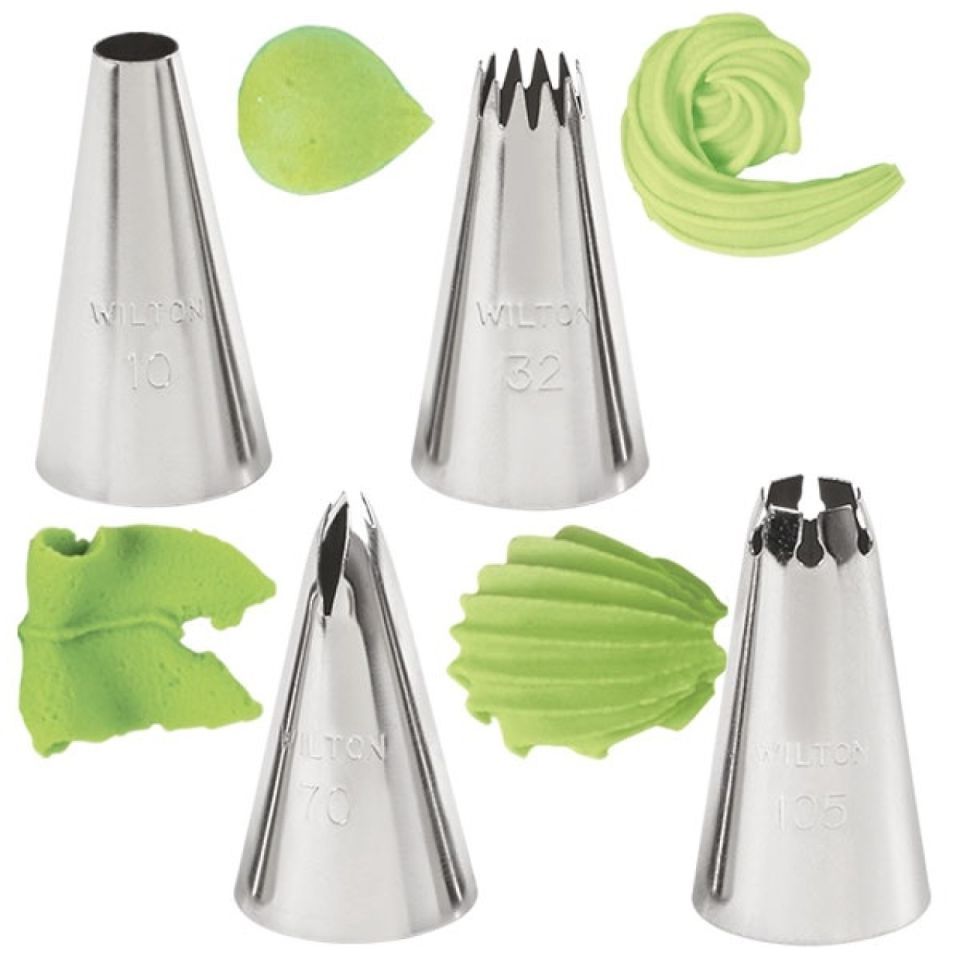 Wilton Tüllen-Set # 10, 32, 70, 105 Rund (Spritztüllen) von Pati-Versand
