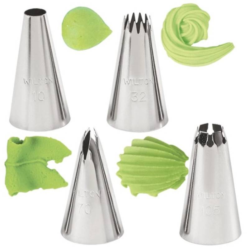 Wilton Tüllen-Set # 10, 32, 70, 105 Rund (Spritztüllen) von Pati-Versand