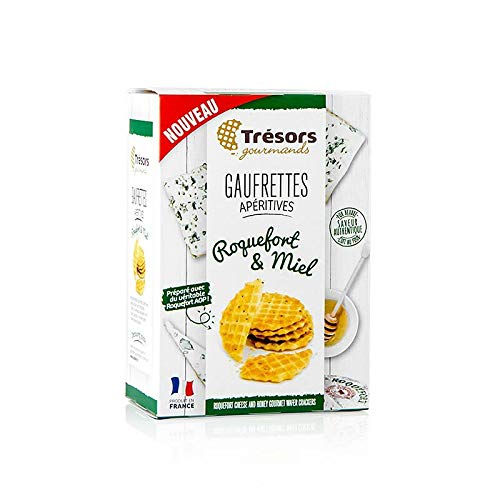 Barsnack Trésors - Gaufrettes, franz. Mini-Waffeln mit Roquefort Käse & Honig, 60g von Patisserie des Flandres