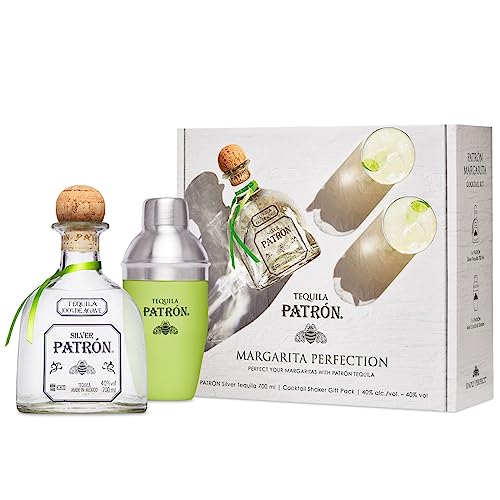PATRÓN Silver Premium-Tequila aus 100 % besten blauen Weber-Agaven mit Cocktail-Shaker und Geschenkbox, in Mexiko in kleinen Chargen handdestilliert, perfekt für Cocktails, 40% Vol., 70 cl/700 ml von Patron