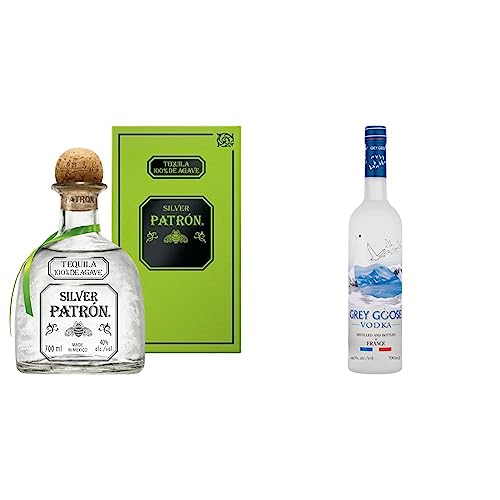 PATRÓN Silver Premium-Tequila aus 100% besten blauen Weber-Agaven & GREY GOOSE Premium-Vodka aus Frankreich mit 100% französischem Weizen und natürlichem Quellwasser von Patron