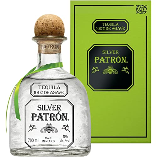 PATRÓN Silver Premium-Tequila aus 100 % besten blauen Weber-Agaven, in Mexiko in kleinen Chargen handdestilliert, perfekt für Margaritas & Cocktails, 40% Vol., 70 cl/700 ml von Patron