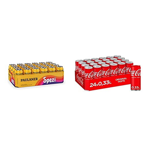 Paulaner Spezi, 24er Dosentray, EINWEG (24 x 0,33l) & Coca-Cola Classic, Pure Erfrischung mit unverwechselbarem Coke Geschmack in stylischem Kultdesign, EINWEG Dose (24 x 330 ml) von Paulaner