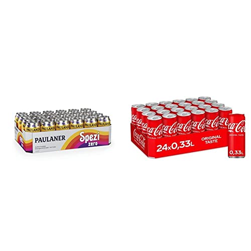 Paulaner Spezi Zero, 24er Dosentray, EINWEG (24 x 0,33l) & Coca-Cola Classic, Pure Erfrischung mit unverwechselbarem Coke Geschmack in stylischem Kultdesign, EINWEG Dose (24 x 330 ml) von Paulaner