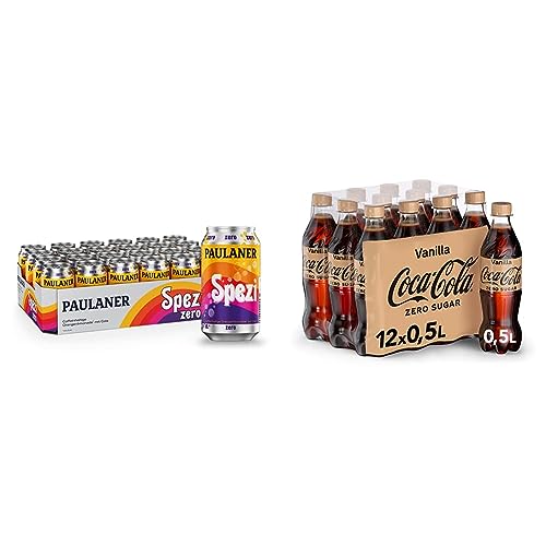 Paulaner Spezi Zero, 24er Dosentray, EINWEG (24 x 0,33l) & Coca-Cola Zero Sugar Vanilla von Paulaner