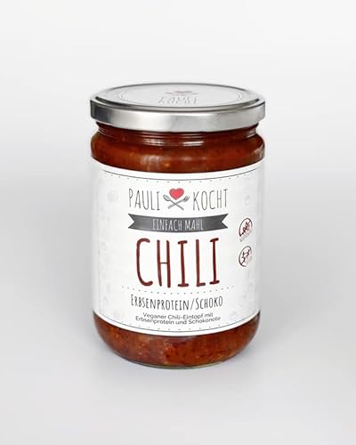 Chili Erbsenprotein/Schoko im Glas, Fertiggericht, 500g, vegan, glutenfrei, Mealprep, ready2eat, EINFACH MAHL, Paulikocht von Paulikocht