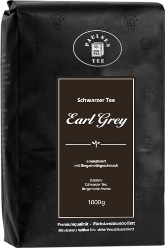 Paulsen Tee Earl Grey schwarzer Tee, Premiumqualität 1000g (29,95 Euro/kg), rückstandskontrolliert von PAULSEN TEE PURE TEA