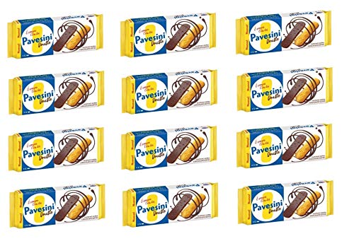 12x Barilla Pavesi Pavesini Double Eier Kekse mit dunkler Schokolade Basis 60g Italienische Kekse Biscuits Cookies von Pavesi