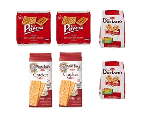 2x Gran Pavesi Crackers Salzgehalt 560g + 2x Mulino Bianco Crackers Salzgehalt 500g + 2x Doria Doriano Crackers Salzgehalt von Pavesi