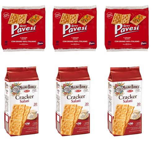 3x Gran Pavesi Crackers salati Salzgebäck gesalzen 560g + 3x Mulino Bianco Crackers salati 500g von Pavesi