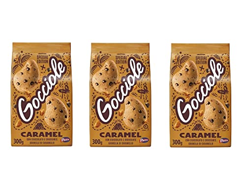 3x Pavesi Gocciole Caramel Kekse mit knuspriger Schokolade und Karamellkörnern 300g von Pavesi