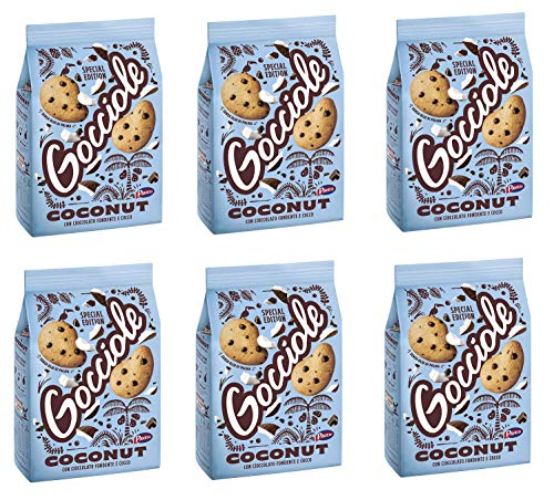 6x Barilla Pavesi Gocciole Coconut Shortbread-Kekse mit dunkler Schokolade und Kokosnuss Kekse mit Schokotropfen 320g Biscuits Cookies 6x Barilla Pavesi Gocciole Coconut Shortbread-Kekse mit dunkler Schokolade und Kokosnuss Kekse mit Schokotropfen 320g Biscuits Cookies von Pavesi