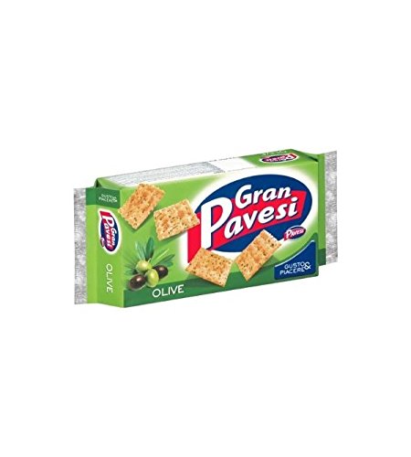 6x Gran Pavesi Crackers olive grüne und schwarze Oliven Salzgebäck gesalzen 250g von Pavesi
