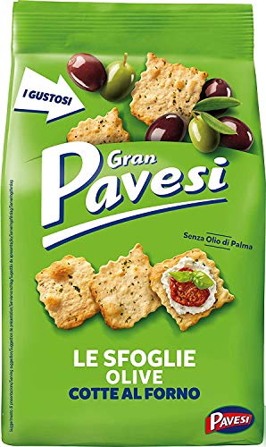 6x Gran Pavesi Sfoglie Olive Oliven Cracker im Ofen gebacken knusprig Salzgebäck snack 160 gr von Pavesi