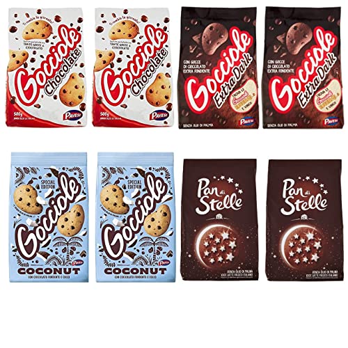 6x Pavesi Barilla Kekse Gocciole Testpaket Chocolate Dark Coconut biscuits + 2x Mulino Bianco Pan di stelle 350g von Pavesi