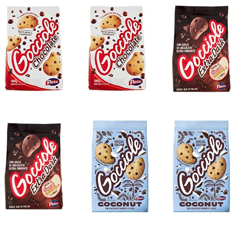 6x Pavesi Barilla Kekse Gocciole Testpaket Chocolate Dark Coconut biscuits von Pavesi