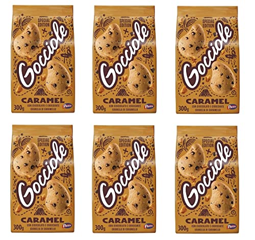 6x Pavesi Gocciole Caramel Kekse mit knuspriger Schokolade und Karamellkörnern 300g 6x Pavesi Gocciole Caramel Kekse mit knuspriger Schokolade und Karamellkörnern 300g von Pavesi