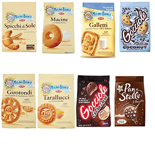 Pavesi Barilla Kekse Gocciole Dark Coconut biscuits + Mulino Bianco Pan di stelle Tarallucci Spicchi di sole Girotondi Galletti macine 350g Pavesi Barilla Kekse Gocciole Dark Coconut biscuits + Mulino Bianco Pan di stelle Tarallucci Spicchi di sole Girotondi Galletti macine 350g von Pavesi