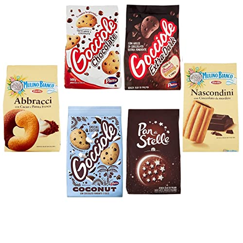 Pavesi Barilla Kekse Gocciole Testpaket Chocolate Dark Coconut biscuits + Mulino Bianco Pan di stelle Abbracci Nascondini 350g von Pavesi