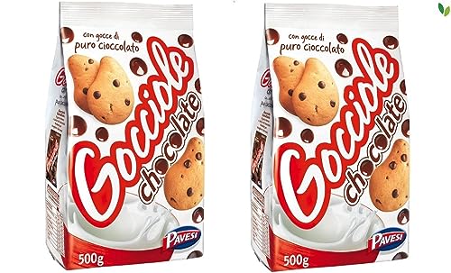 Pavesi: "Gocciole Chocolate"-Kekse mit Schokoladentropfen, ohne Palmöl, 500 g, 2 Stück von Pavesi