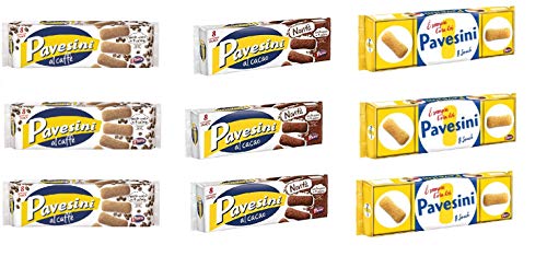Testpaket Pavesi Pavesini Kekse Biscuits cookies Classico / Kakao / Kaffee / snack 9x 200g von Pavesi