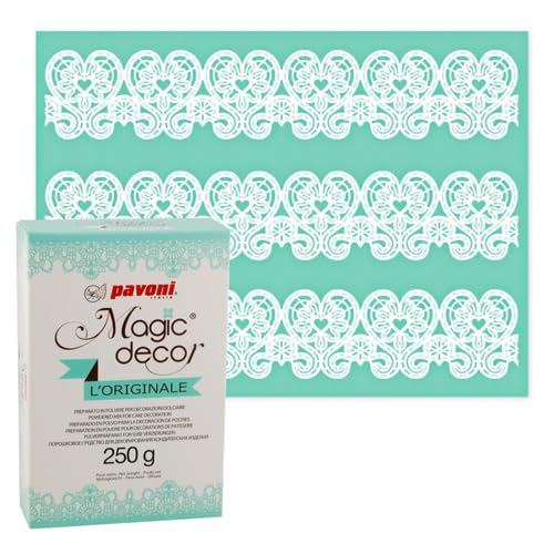 Magic Decor Matte Herzen + Magic Decor Pulver 250g für essbare Spitze von Pavoni