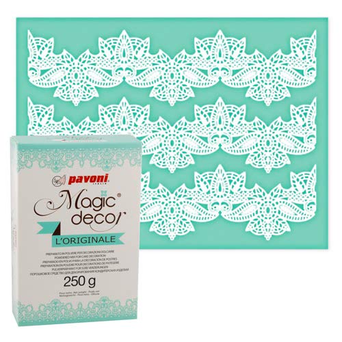 Magic Decor Matte Rosen + Magic Decor Pulver 250g für essbare Torten Spitze von Pavoni