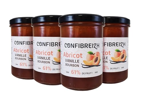 4 beuteln X220g Confibreizh Aprikosen-Konfitüre mit Bourbon-Vanille, 61% Fruchtanteil, Handgemacht in der Bretagne von Paysan Breton