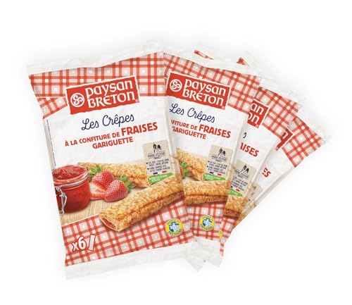 Packung 4 beutel X6 bretonische Crêpes mit Erdbeermarmelade (24 Pfannenkuchen) von Paysan Breton