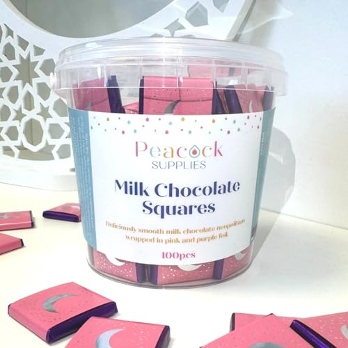 Milchschokoladenbehälter, quadratisch, 100 Stück, Rosa und Violett Milchschokoladenbehälter, quadratisch, 100 Stück, Rosa und Violett von Peacock Supplies