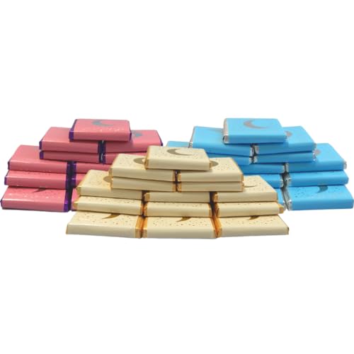 Peacock Supplies Milchschokoladenquadrate (90 Stück) – Creme, Blau und Rosa von Peacock Supplies