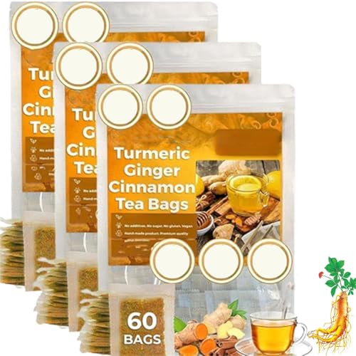 Turmeric Ginger Cinnamon Tea Bags,Turmeric Cinnamon Ginger Tea for Men Women,Support Health & Boost Energy (3 Box) von Pelinuar