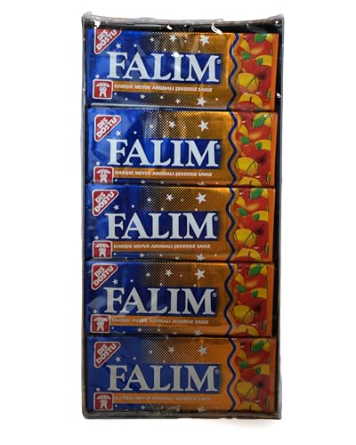 Falim 2er Pack mit Fruchtgeschmack – Falim Kaugummi Fruchtgeschmack – Türkische Kaugummis – Kaugummi ohne Zucker – Kaugummi Großpackung – 40 x 5 Stück/140g – Pellear – Zuckerfreie Süßigkeiten von Pellear