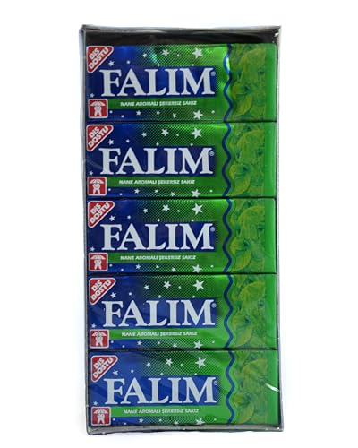 Falim 2er Pack mit Minzegeschmack – Falim Kaugummi Minze – Türkische Kaugummis – Kaugummi ohne Zucker – Kaugummi Großpackung – 40 x 5 Stück/140g – Pellear – Zuckerfreie Süßigkeiten – Mint Gum von Pellear