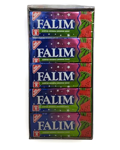Falim 2er Pack mit Wassermelone– Falim Kaugummi Wassermelone – Türkische Kaugummis – Kaugummi ohne Zucker – Kaugummi Großpackung – 40 x 5 Stück/140g – Pellear – Zuckerfreie Süßigkeiten von Pellear