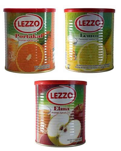 Lezzo Instant Getränkepulver mit Apfel-, Orangen- und Zitronengeschmack – Lezzo Apfel, Orange, Zitrone (á 700g.) – Türkischer Apfeltee – Türkischer Orangentee – Türkischer Zitronentee – Türkischer Tee von Pellear