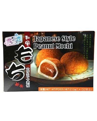 Mochi 2er Pack – Japanische Süßigkeiten – Mochi Reiskuchen mit Erdnuss – Mochi Peanut – Asiatische Süßigkeiten – Yuki & Love Mochi – Pellear – Japanese Style – Reiskuchen – 2 x 210g Mochi von Pellear