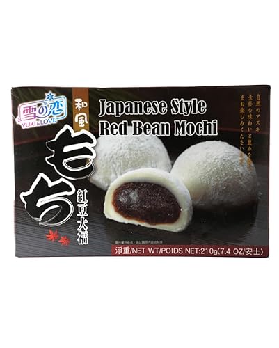 Mochi 2er Pack – Japanische Süßigkeiten – Mochi Reiskuchen mit roten Bohnen – Mochi Red Bean – Asiatische Süßigkeiten – Yuki & Love Mochi – Pellear – Japanese Style – Reiskuchen – 2 x 210g Mochi von Pellear
