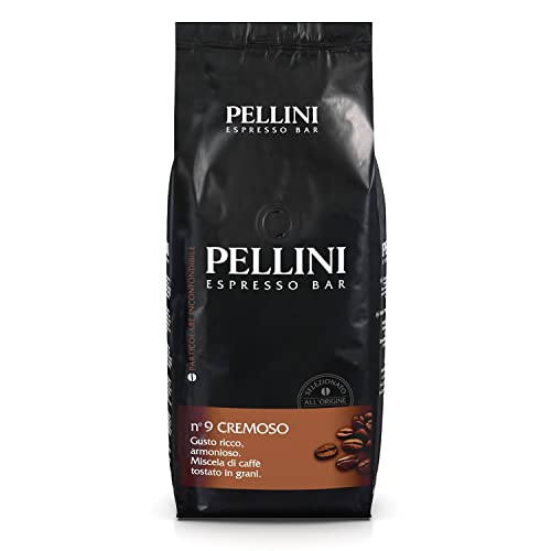 Pellini N.9 Cremoso, Kaffeebohnen für Espresso 1kg, Arabica- und Robusta-Mischung mit einem Vollmundigen und Harmonischen Geschmack, Mittlere Röstung von Pellini