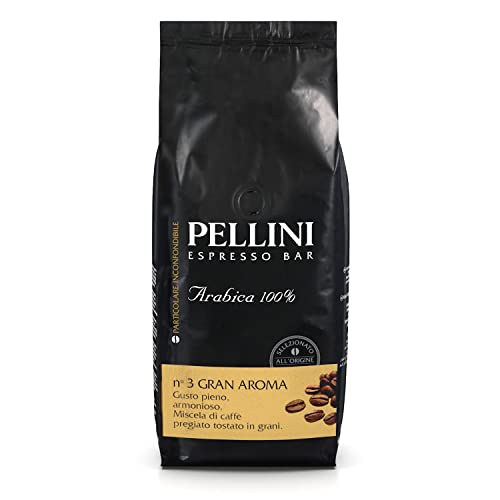 Pellini N.3 Gran Aroma, Kaffeebohnen für Espresso 1kg, 100% Arabica-Mischung mit einem Kräftigen und Harmonischen Geschmack, Langsam Geröstete Kaffeebohnen Pellini N.3 Gran Aroma, Kaffeebohnen für Espresso 1kg, 100% Arabica-Mischung mit einem Kräftigen und Harmonischen Geschmack, Langsam Geröstete Kaffeebohnen von Pellini