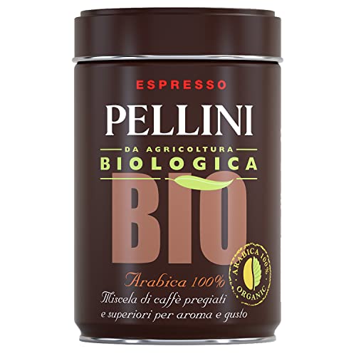 Pellini Espresso Bio, Gemahlener Bio-Kaffee für die Kaffemaschine mit Süßem und Zartem Geschmack, 100% Arabica Medium Röstung, 250g Packung von Pellini
