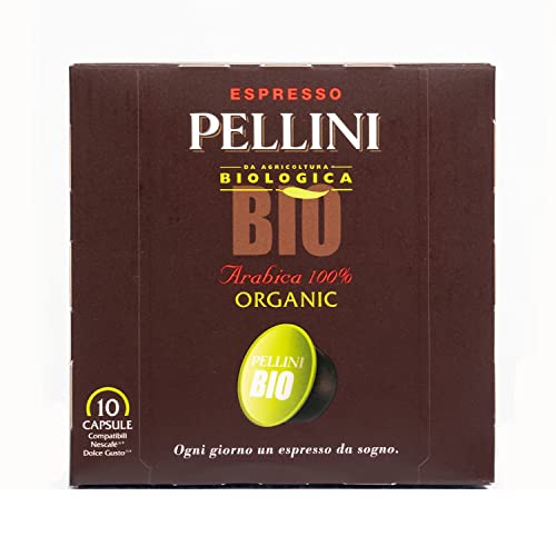 Pellini Bio 100% Arabica, 60 Kapseln Kompatibel mit Dolce Gusto, mit Fruchtiger und Zarter Note, 100% Bio-Arabica-Mischung, Mittlere Röstung, 6 Packungen mit je 10 Kapseln von Pellini