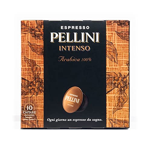 Pellini Intenso 100% Arabica, 60 Kapseln Kompatibel mit Dolce Gusto, mit Kräftigem und Intensivem Aroma von Geröstetem Brot und Kakao, Kräftige Röstung, 6 Packungen mit je 10 Kapseln. von Pellini