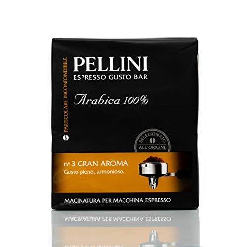 Pellini Gustobar N.3, Gemahlener Kaffee für Espressomaschinen mit Vollmundigem Geschmack, 100% Arabica-Mischung bei Langsamer Röstung, 2 Packungen mit je 250g von Pellini