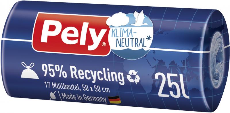 Pely Zugband-Müllbeutel 25 Liter 95% Recycling von Pely