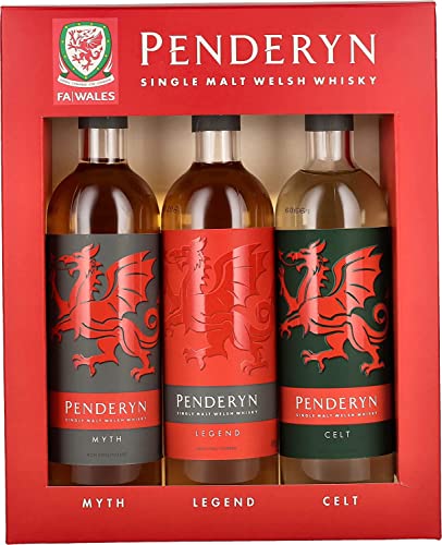 Penderyn Dragon Range Single Malt Whisky Trio Geschenkset aus Wales - Ausgezeichnete Whiskys - Myth, Legend und Celt zum Probieren oder Verschenken mit 41% vol. (3 x 0,2l) von Penderyn