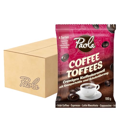 PAOLA 108 x 100g Schokoladenüberzogene Coffee Toffees Bonbons mit Füllung mit cremigem Karamellgeschmack - 108er Pack - Perfekt für B2B, Vending, Snackautomaten - Vorteilspack von Peo's