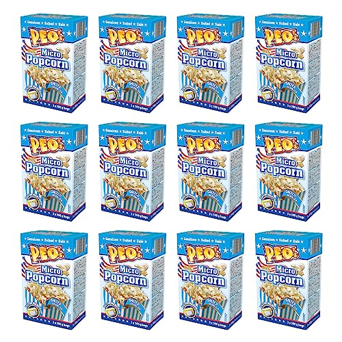 Peo's Micro Popcorn, Gesalzenes Mikrowellenpopcorn im 36er Vorteilspack, 12 Schachteln mit 3 x 100 g Inhalt, Popcorn Mais salzig für die Mikrowelle, Filmsnack, Kinoabend Peo's Micro Popcorn, Gesalzenes Mikrowellenpopcorn im 36er Vorteilspack, 12 Schachteln mit 3 x 100 g Inhalt, Popcorn Mais salzig für die Mikrowelle, Filmsnack, Kinoabend von Peo's
